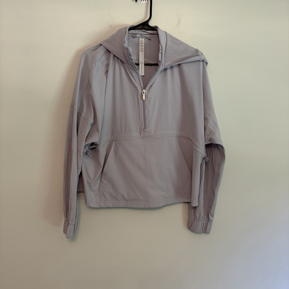 All Day Breeze Lululemon Pullover Hoodie‎ Gray Windbreaker Sz 4 Athletic 1/2 Zip